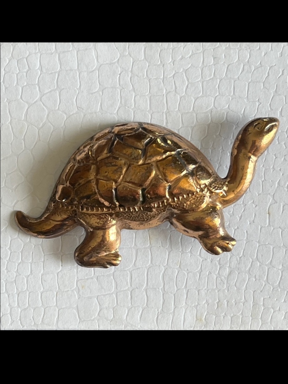 Charming Vintage Brass Turtle Brooch – Gold Tone Figural Pin